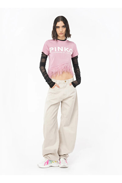 PİNKO Pinko Yuvarlak Yaka Baskılı Siyah Kadın T-Shirt 103130A1LV