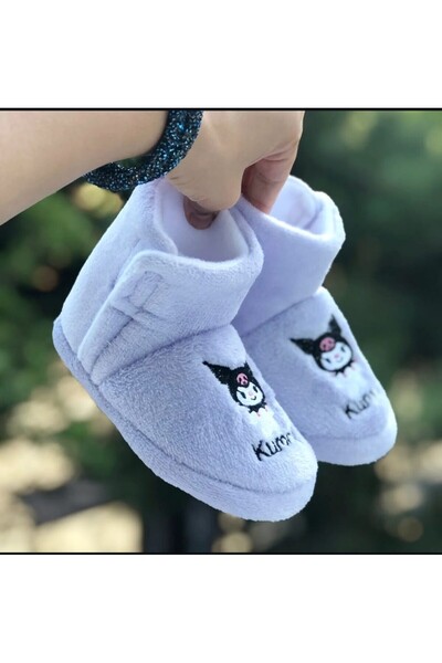 Pandalina Kız çocuk  lila panduf  yandan cırtlı Kaydırmaz Taban Anaokulu Kreş Ev Ayakkabısı