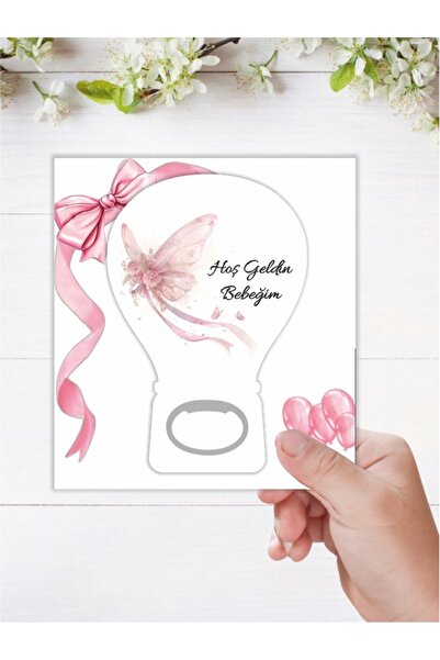 Nehir 10 ADET-(KARTLI JELATİNLİ)Pembe Kız Temalı Balon Açacak Magnet-Yenidoğan-Doğum Günü