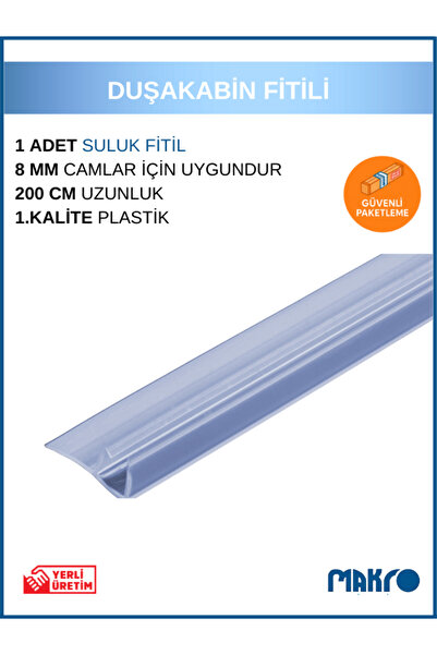 GLASSMAKRO Duşakabin Yan Suluk F Fitil 200 Cm 8 MM Camlar İçin