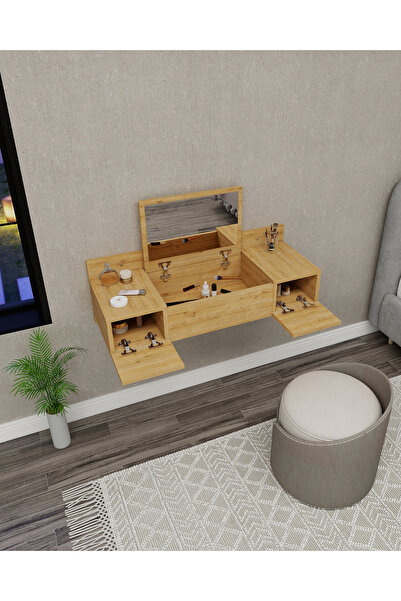 ARNETTİ Zakkum Makyaj Masası Aynalı 2 Raflı Tuvalet Masası Safirmeşe
