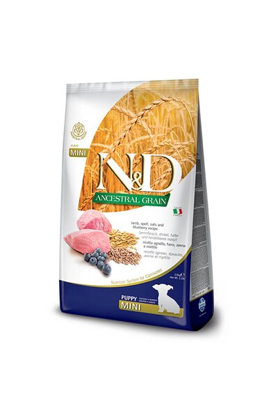 N&D Az Tahıllı Kuzulu&Yabanmersinli Mini Irk Yavru Köpek Maması 2,5 Kg