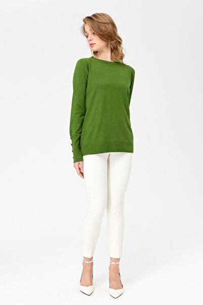 Desen Triko Γυναικεία μπλούζα με λαιμόκοψη χωρίς ραφές, κοντή μπροστά και μακριά πίσω K.Yosun