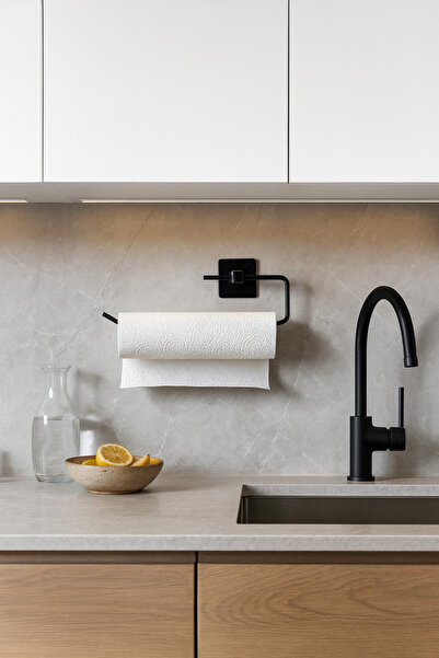 QCB HOME Yapışkanlı Siyah Rulo Havluluk Peçetelik