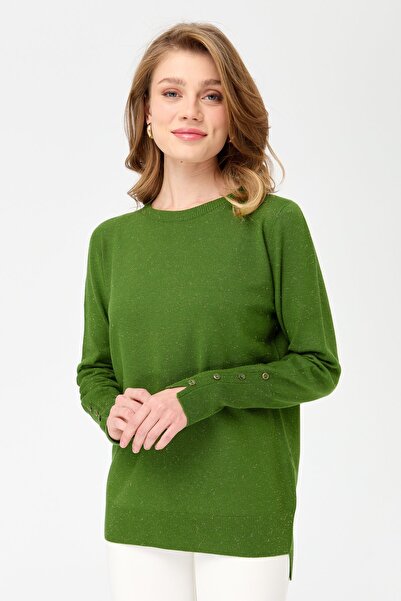 Desen Triko Γυναικεία μπλούζα με λαιμόκοψη χωρίς ραφές, κοντή μπροστά και μακριά πίσω K.Yosun