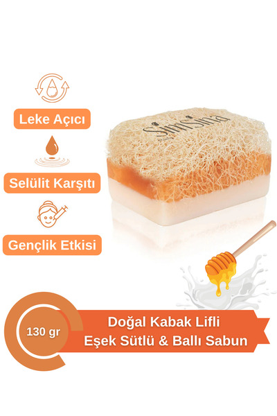 Simsina Doğal Kabak Lifli Eşek Sütlü Ballı Sabun – Cilt Yenileyici ve Nemlend...