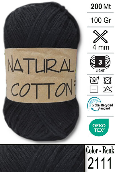 Diva İplik Diva Line Diva Natural Cotton 2111 Μαύρο