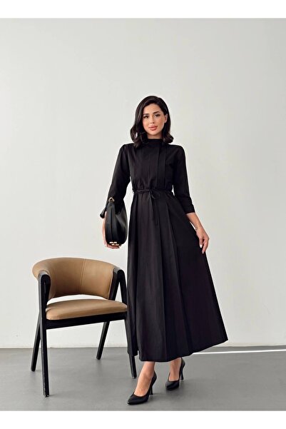 Nesil Γυναικείο φόρεμα με λεπτομέρεια πλισέ, μακρύ μήκος, με ζώνη, ειδική περ...