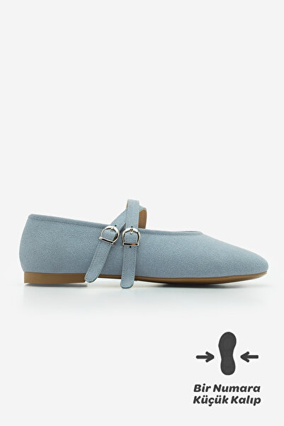 Marjin Modrý semiš - Dámská balerína Niroza s křížovým páskem