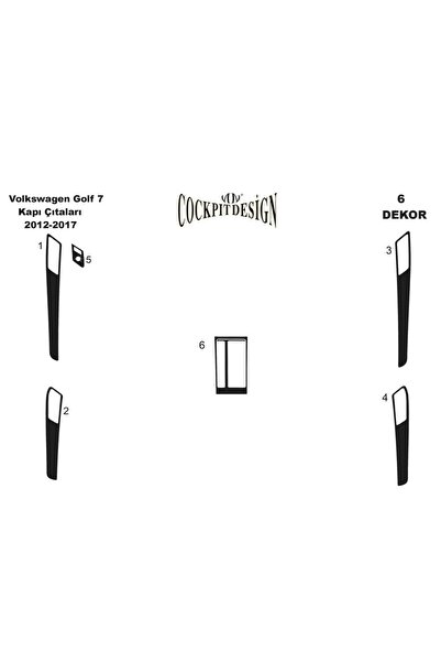 Marscockpitdesign Volkswagen Golf 7 Kapılar Piano Black Kaplama 2012- 2017 6 ...