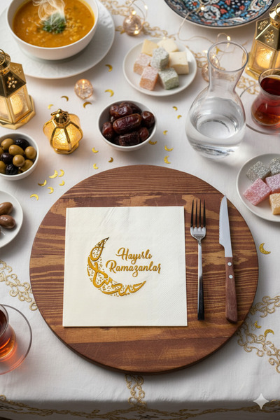 Deniz Party Store Благословенний Рамадан Золота біла серветка 33X33 см 16 штук