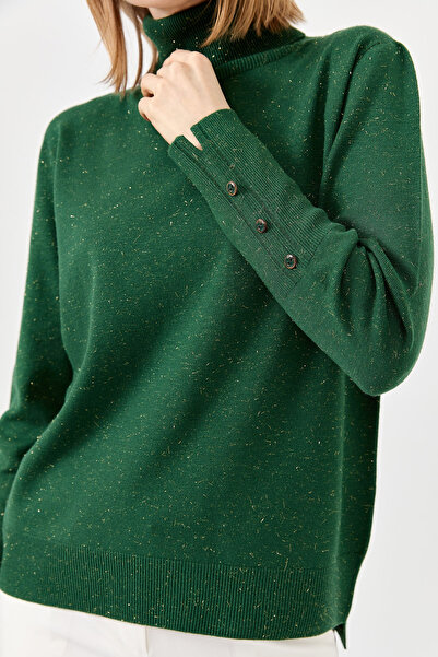 Desen Triko Women's Full Turtleneck Sweater with Slits at the Sleeves, O.Basi