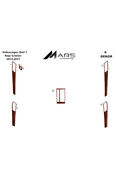 Marscockpitdesign فولكس فاجن جولف 7 أبواب بيانو أسود 2012- 2017 6 قطع