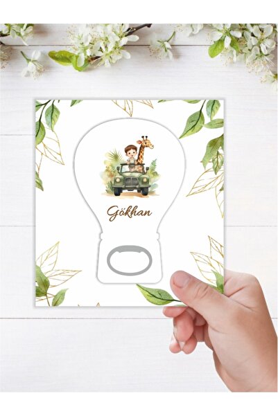 Nehir 10 ADET-(KARTLI JELATİNLİ)Safari Temalı Balon Açacak Magnet-Yenidoğan-D...