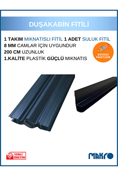 GLASSMAKRO Siyah Duşakabin Mıknatıs Takımı Ve 1 Adet Suluk Fitili 200 Cm 8 MM...