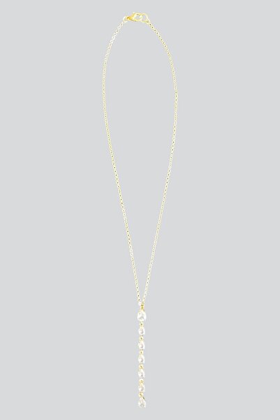 stravis قلادة من الذهب اللون مع قطرة الحجر