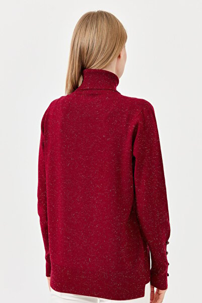 Desen Triko Γυναικείο πουλόβερ με ψηλό λαιμό και σκίσιμο στο τελείωμα του μανίκι V.Çürüğü