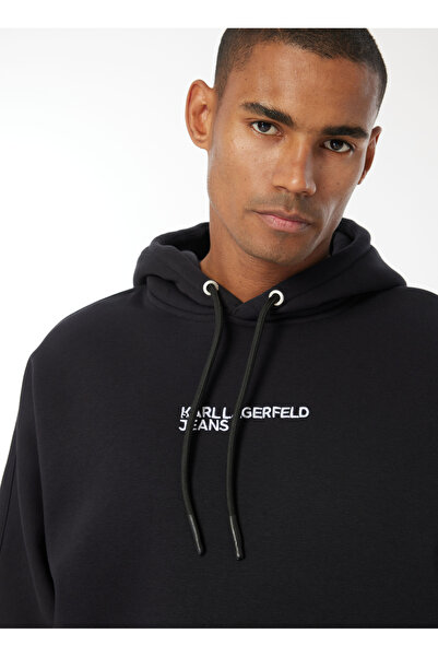 Karl Lagerfeld Jeans Kapüşon Yaka Gri - Siyah Erkek Sweatshırt 240D1808_KLJ B...
