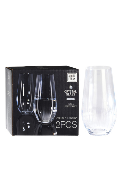 BOYNER EVDE Çok Renkli Bardak Seti Su Çizgi Dokulu 2'li 580 ml