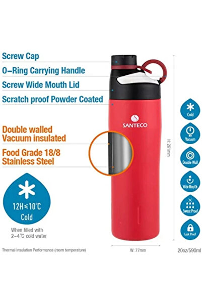 SAFA Sport Water Bottle Steel 590ml, Red