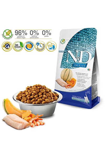 N&D Ocean Tahılsız Morina Balıklı&Balkabaklı&Karidesli Yavru Kedi Maması 1.5 Kg