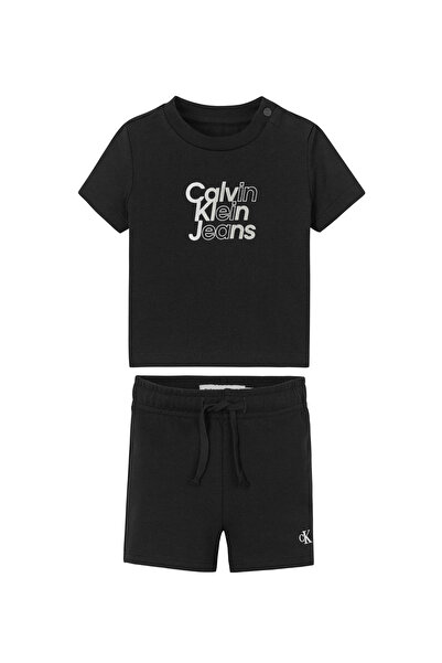 Calvin Klein Normal Siyah Bebek Şort Takım GRADIENT LOGO T-SHIRT SHORTS SET