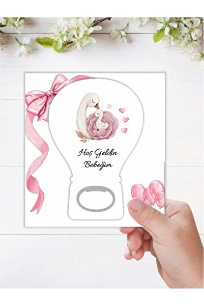 Nehir 10 ADET-(KARTLI JELATİNLİ)Pembe Kız Temalı Balon Açacak Magnet-Yenidoğa...