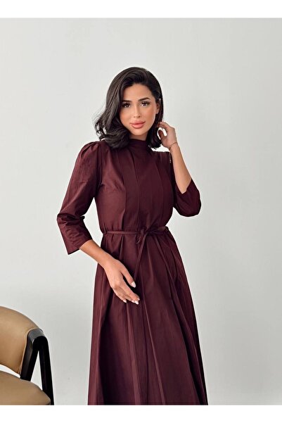 Nesil Γυναικείο φόρεμα με λεπτομέρεια πλισέ, μακρύ μήκος, με ζώνη, ειδική περίσταση, καθημερινό φόρεμα