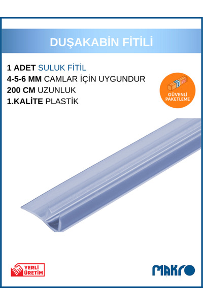 GLASSMAKRO Duşakabin Yan Suluk f Fitil 200 cm