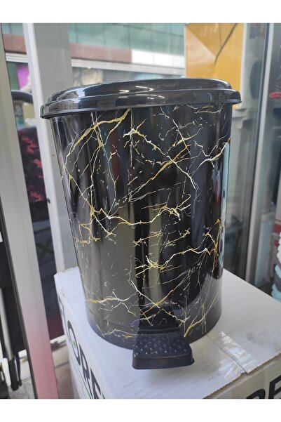 elifplastik 3-Piece Marble Pattern Pedal Trash Can