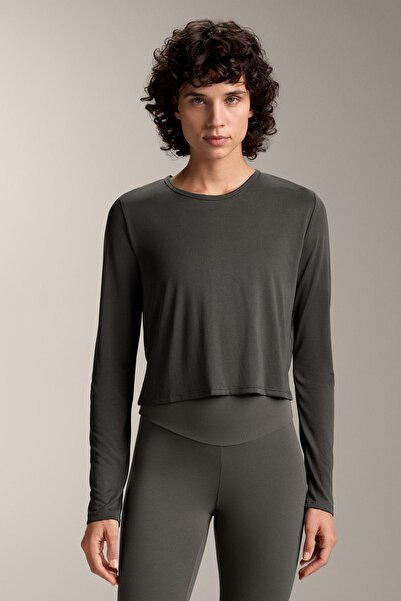 Oysho Sırtı kruvaze modal crop tişört