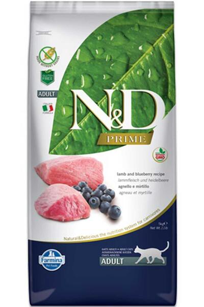 N&D Prime Kuzu Etli Ve Yaban Mersinli Tahılsız Yetişkin Kedi Maması 10kg