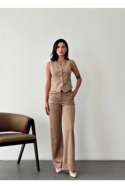 Nesil Corduroy Vest Pants Women's Casual Special Daily Suit