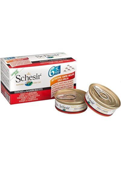 Schesir Ton Balıklı-Karidesli Yaş Kedi Maması 6x50 gr