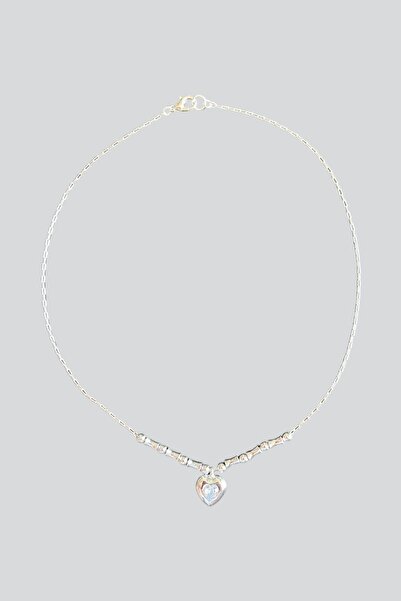 stravis Gümüş Renk Kalp Uçlu Kolye