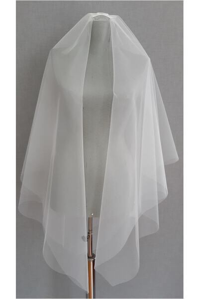 Suzanna Moda Sade Ucu Sivri Akıcı Kırık Beyaz 1 Mt Boy Çift Kat Hayal Tül Duvak