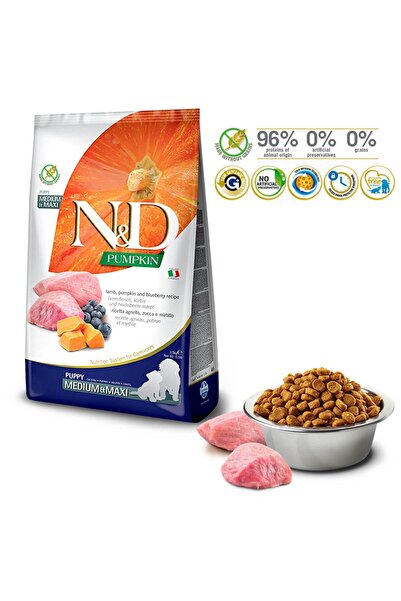 N&D Tahılsız Balkabaklı Kuzulu Orta-Büyük Irk Yavru Köpek Maması 12 KG