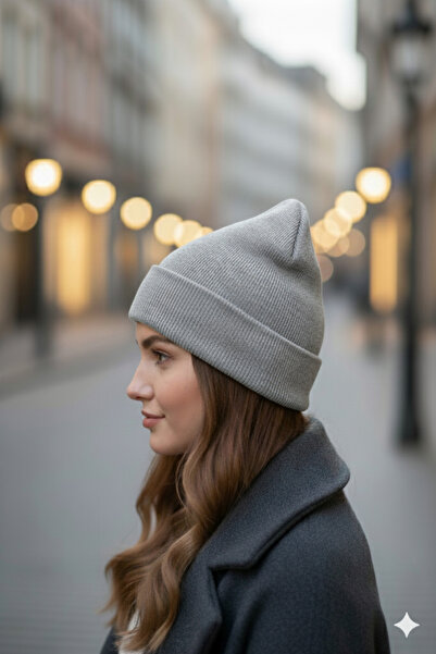 nettofit Жіноча зимова шкіряна етикетка з деталями, сіра меланжева вовняна шапка
