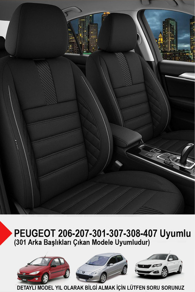 GM-DESIGN Dark Tay Feather Auto Seat Cover (Compatible with Peugeot 206-207-2...