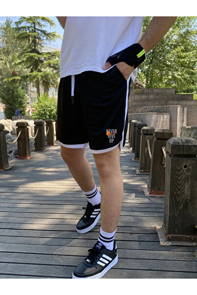 Relax family xf Erkek Siyah Basketbol Futbol Şort Fitness Spor Egzersiz Koşu Bermuda