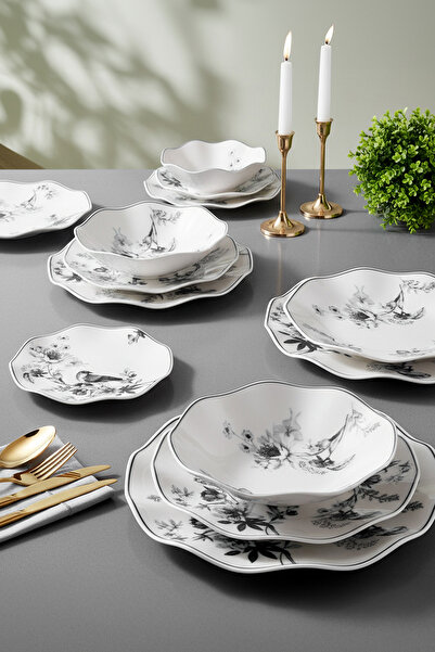 Güral Porselen Nesrin 24 Parça Yemek Seti 18914 Siyah