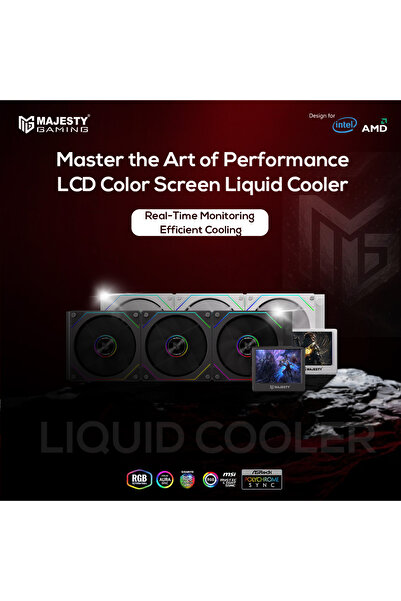 majesty 360mm ARGB Water Cooler - IPS LCD Display for Video and Graphics, Three 120mm Fans, Intel an