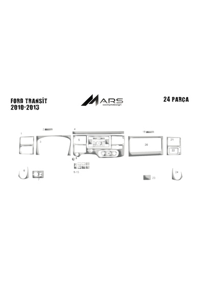 Marscockpitdesign فورد ترانزيت وحدة التحكم-توبيردو 2010-2014 22 قطعة