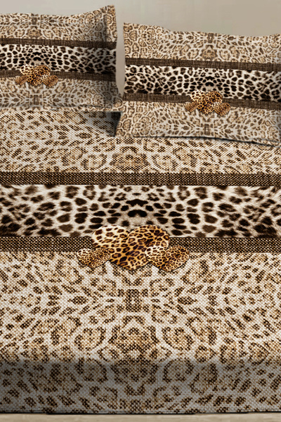 MonoHome 100% Cotton Fitted Sheet Special Design 5D Digital 60 Thread Leopard Fabric