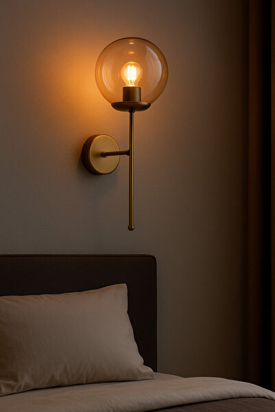 Modavize Athens Special Living Room - Gold Colored Kitchen and Cafe Design - Body Honey Glass Wall Sconce