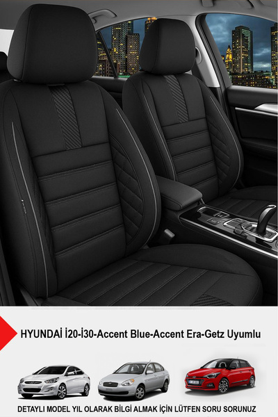 GM-DESIGN Dark Carbon Hand Feather Auto Seat Cover (Compatible with Hyundai İ...