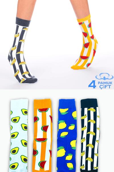 Esinti Мъжки чорапи Дамски чорапи Дълги цветни шарени чорапи с мирис 4 бр