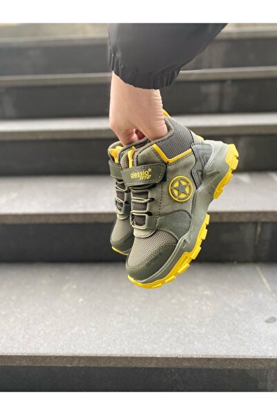 Aleza Shoes Χακί Κίτρινα Χειμερινά Παιδικά Αθλητικά Παπούτσια Ανθεκτικά στο Ψυχρό