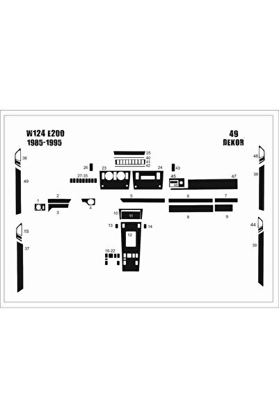 Marscockpitdesign مرسيدس 124 E200 وحدة التحكم-تغطية التوربيدو 1985-1996 51 قطعة