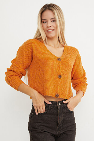 Fulla Moda Buttoned V-Neck Knitwear Cardigan